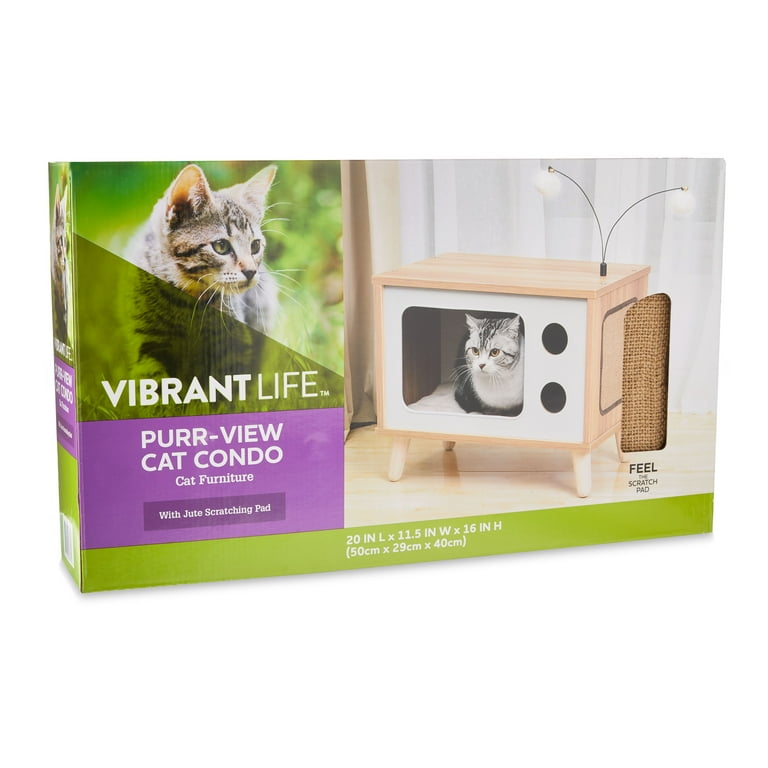 Vibrant Life Purr-View Retro TV Cat Condo with Jute