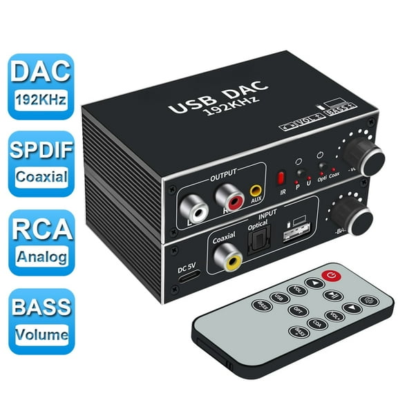 AUBEAMTO DAC Digital to Analog Audio Converter Optical Coaxial Fiber SPDIF to RCA 3.5mm Jack Audio Adapter Amplifier for PS3, HD DVD, PS4, Sky HD, plasma Blu-ray home theater, AV amplifiers