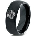 thumbnail image 1 of Tungsten basketball ring Band Ring 8mm Men Women Comfort Fit Black Dome Brushed Polished, 1 of 4