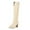 Beige, variant on Fesfesfes Knee Boots For Women Winter Plus Size Thick High-heeled Sleeve Snake Print Pointed Toe High Knee-length US:8.5(41)