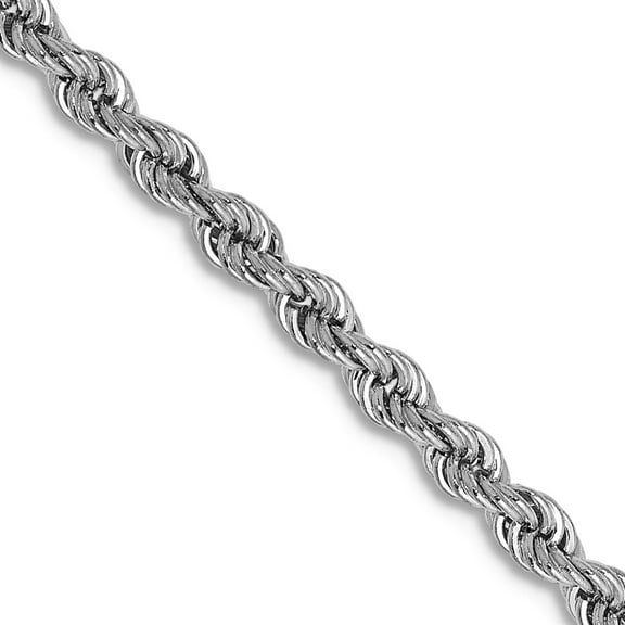 14k White Gold Solid 2.5mm Regular Rope Necklace 16 Inch Lobster Claw Pendant Necklace for Women