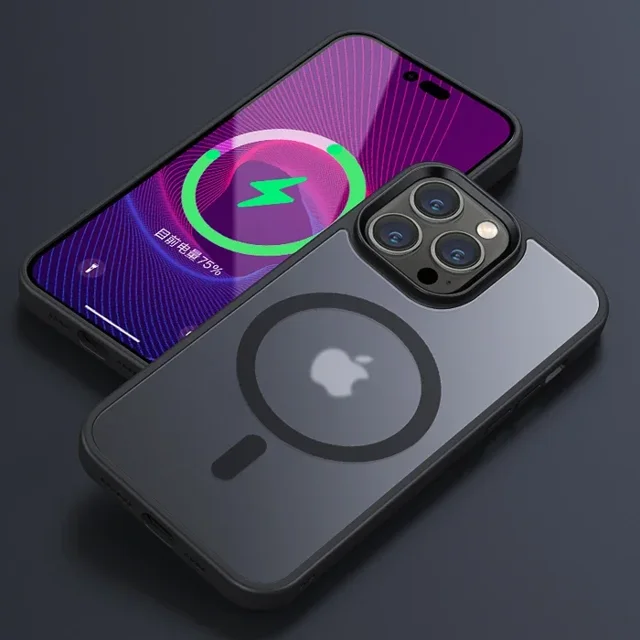 Matte Translucent Frosted Phone Case For IPhone 15 14 13 12 11 Pro Max Plus Magnetic Case For Magsafe Wireless Charging Cover Black For iphone13Pro