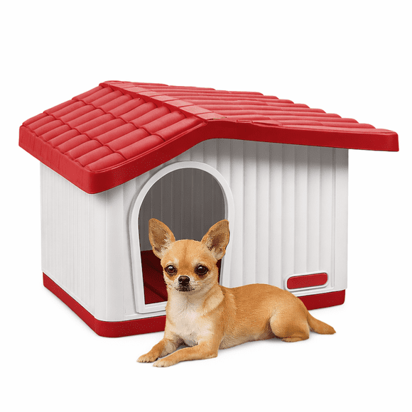 Casa para Perro o Gato Pequeño Plástico para Exterior Térmica Ventilada con Piso Elevado 60X51X41