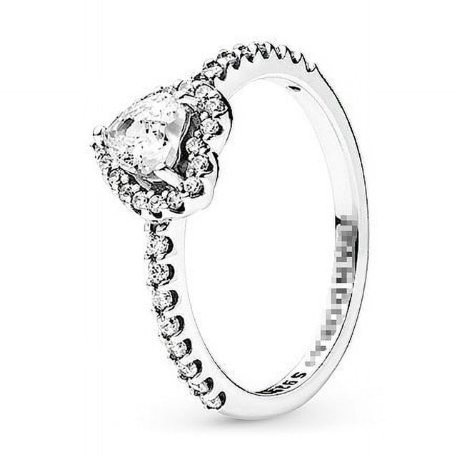 Anillo de plata de ley S925 con circonitas en forma de corazón y color azul pálido y verde