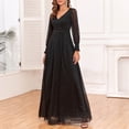 thumbnail image 6 of Elainilye Fashion Wedding Guest Dresses for Women Casual Long Sleeve V-Neck Summer Casual Long Dress Evening Dress Prom Dress,Black, 6 of 9