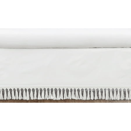 UPC: 0846480083139 | Boho Bohemian White Tassel Dust Ruffle Crib Skirt by Sweet Jojo Designs