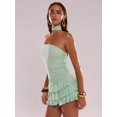 thumbnail image 7 of Mint Green Women's Solid Color Ruffled Hem Bandeau Dress, Dresses For, 7 of 7