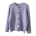 thumbnail image 3 of Cardigan for Women Knitted Button Lightweight Purple Cardigan Comfort Colors Fall Vacation Clothes Cute Tops, 3 of 3