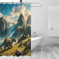 thumbnail image 2 of Fuzoiu Valley River Dinosaur Print Waterproof Shower Curtain 72x72in with Heavy Duty Metal Grommets,Machine Washable Spring Modern Shower Curtains, 2 of 5