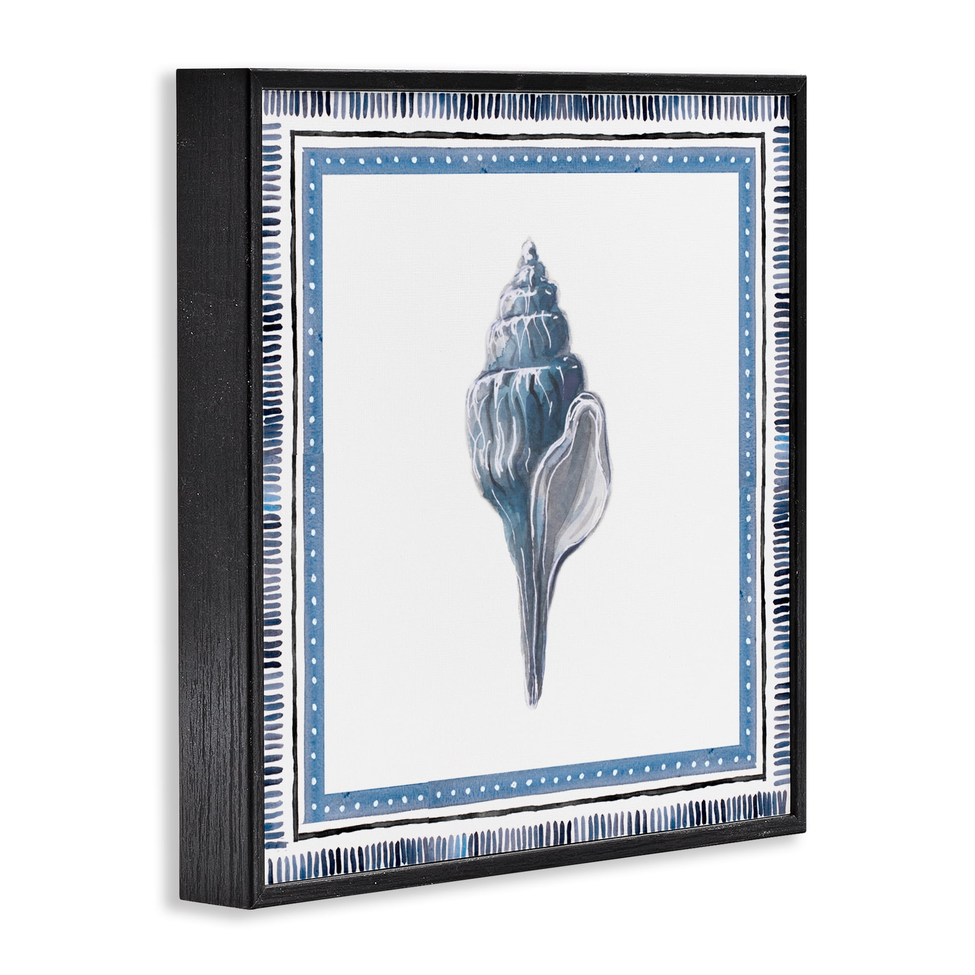 Stupell Industries Soft Blue Conch Shell Black Framed Giclee Art, design by Lanie Loreth