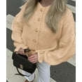 thumbnail image 4 of PRETTYGARDEN Womens Cropped Cardigans Trendy Ruffle Open Front Chunky Knit Sweater Oversized Button Down Fall Clothes, 4 of 9