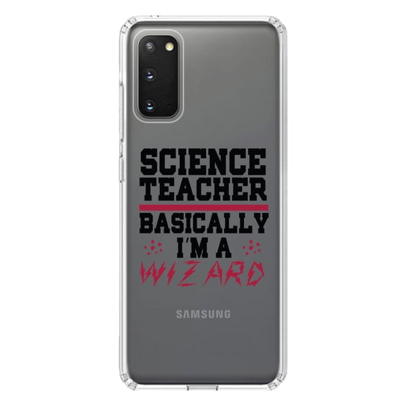 DistinctInk Clear Shockproof Hybrid Case for Galaxy S20 ULTRA / 5G (6.9" Screen) - TPU Bumper Acrylic Back Tempered Glass Screen Protector - Science Teacher Basically I'm a Wizard