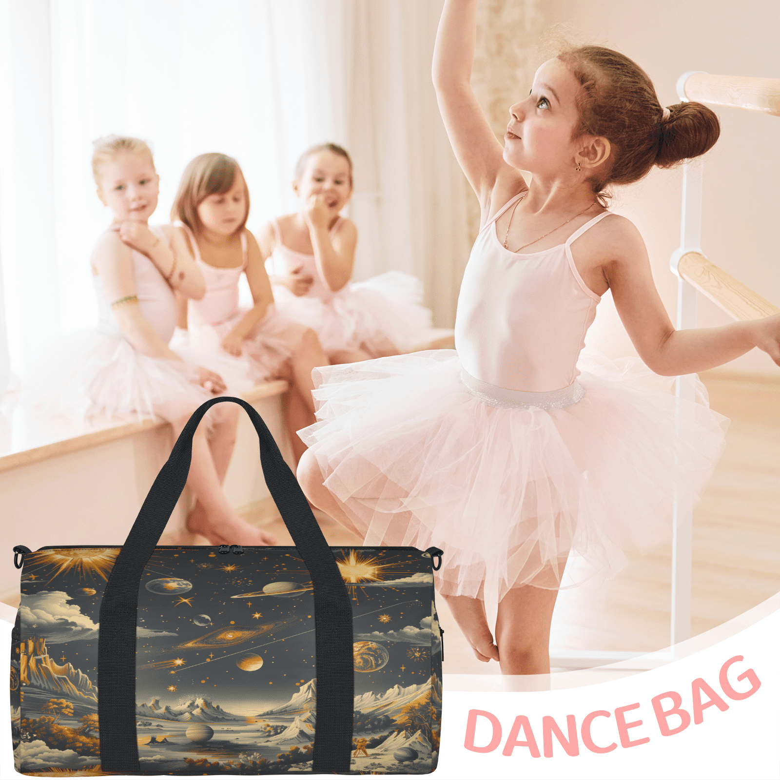 Herdesigns Galaxy Star Gym Bag for Women, Duffle Bag for Travel Sport, Outer Space Lightweight Waterproof Carry on Weekender Dance Yoga Workout Bags