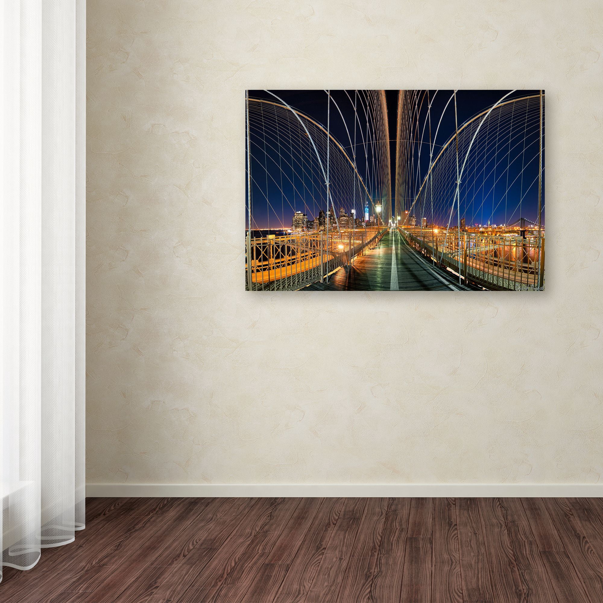 Trademark Fine Art "Brooklyn Bridge Panorama" Canvas Art by David Ayash