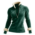 thumbnail image 2 of Horkkom Quarter Zip Pullover Women Casual V Neck Sweatshirt Fleece Warm 1/4 Zip Sweatshirts XXL, 2 of 8