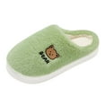 thumbnail image 3 of Cute Fuzzy Slippers for Women Cartoon Bear Comfy Plush Winter Fleece Lined Cloud Pillow House Slides Shoes, 3 of 5