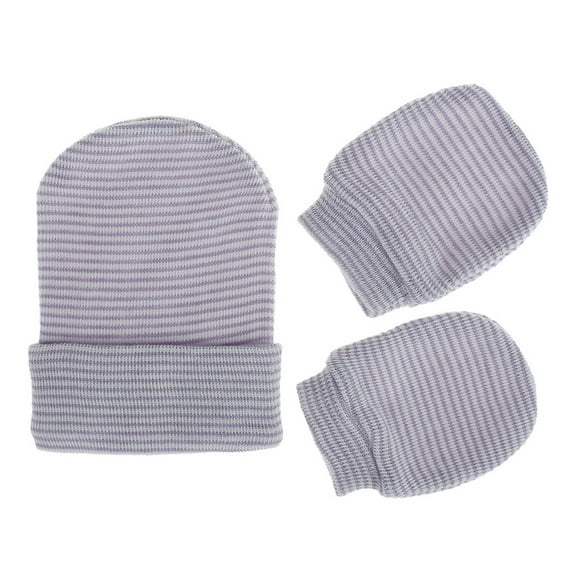 TIERPOP Cute Infant Hat and No Scratch Gloves Color Matching Mittens for Baby Anti Eat