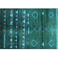 thumbnail image 1 of Ahgly Company Indoor Rectangle Oriental Turquoise Blue Industrial Area Rugs, 2' x 4', 1 of 4