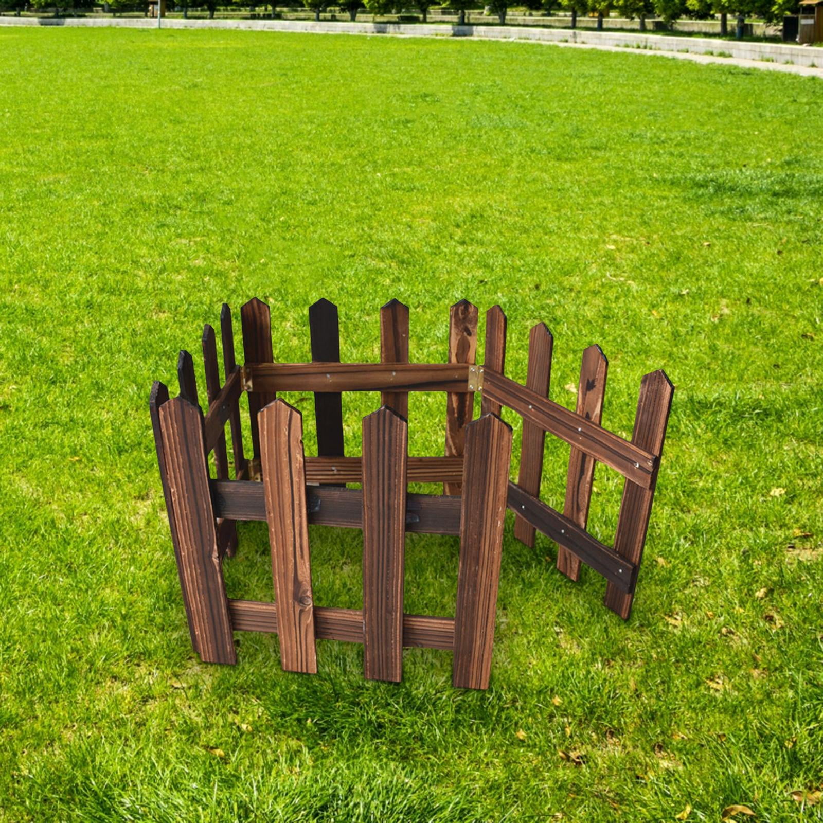 Vensio 30cm Height Brown Landscape Edging Border Fence 47-Inch Wood Garden Picket Fence for Flowerbeds