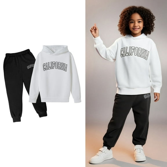 Kids Boys Girls Sweatsuit Set,2PC Long Sleeve Letter Pattern Hoodie Leggings Pants Fall Clothes Boys' Tracksuits 9-10 Years