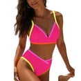 thumbnail image 6 of cocolona Womens High Waisted Bikini Sets V Neck Color Block Two-Piece Swimsuits Vacation Beach Bathing Suit, 6 of 7