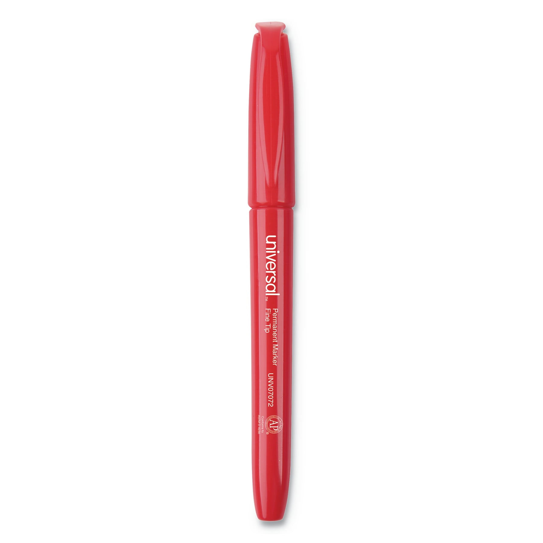 Universal PenStyle Permanent Marker, Fine Bullet Tip, Red, Dozen