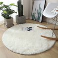 thumbnail image 1 of Large Plush Round Living Room Rug (White, Diameter 100 cm), 1 of 4
