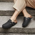 thumbnail image 2 of Comwarm Vegan Leather Clogs for Womens Mens, Cork Footbed Potato Slip On shoes for Women with Arch Support, Black, 2 of 6