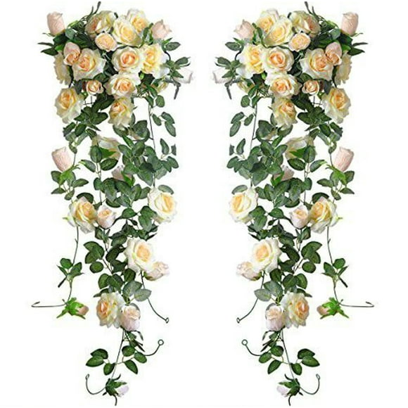 16 Têtes de Vignes Artificielles Plantes Romantiques Fleurs Roses Décor de Mariage Vigne Fleur Guirlande pour Décoration de Fête de Mariage Jardin Maison