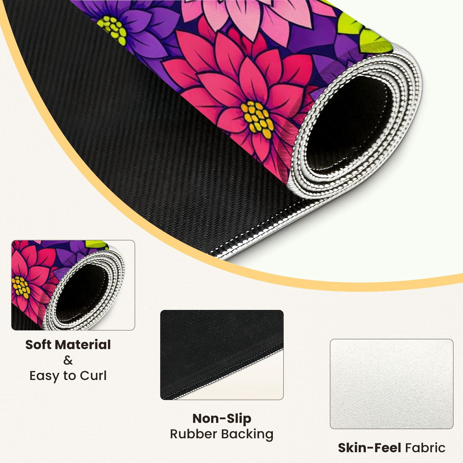 Mahjong Mat 31.5" x 31.5" Colorful Floral Bold Dahlia Flowers Pink Anti-Slip and Noise Reduction Symmetry Design Mahjong Tiles Table Cover for Dominoes Poker Card Board and Tile Games