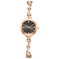 thumbnail image 1 of Reloj de pulsera de cuarzo con pantalla analógica y esfera redonda elegante y simple para mujer (correa de oro rosa, reloj negro), 1 of 1