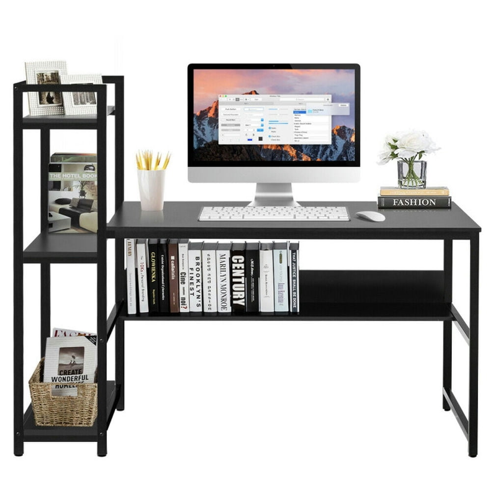 GVN 59-Inch Computer Desk Home Office Workstation 4-Tier Storage Shelves-Black, Desk for Bedroom, Gaming Computer Desks for Study,Working,Writing GVN 59-Inch Computer Desk Home Office Workstation 4-Tier Storage Shelves-Black, Desk for Bedroom, Gaming Computer Desks for Study,Working,Writing