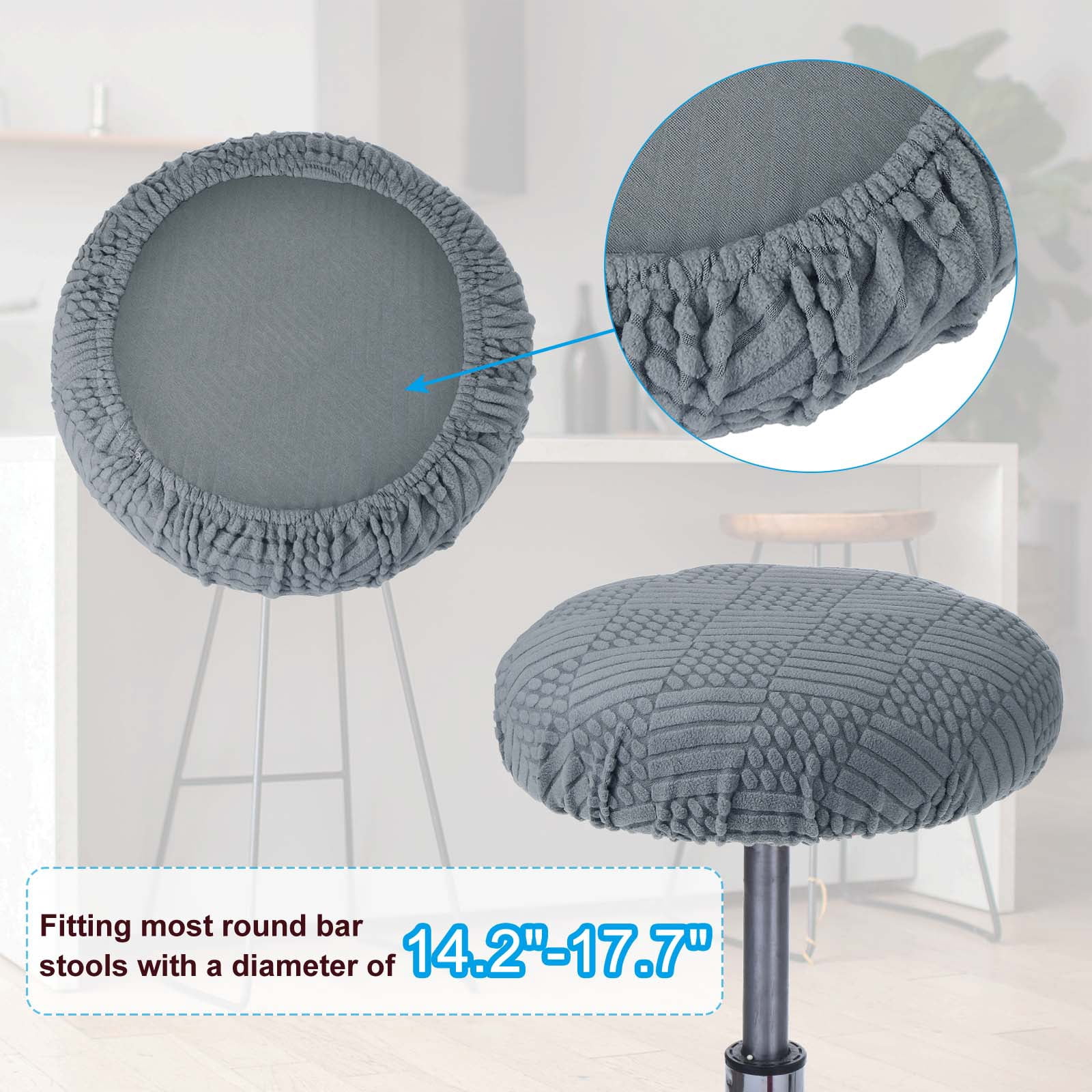 Unique Bargains Elastic Stool Cushion Slipcover Stretchy Chair Bar Stool Covers Dark Gray