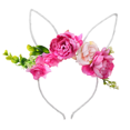 thumbnail image 1 of Diadema de orejas de conejo de Pascua con tiara de flores para mujeres niñas Adepaton CPB-DE-LYY967-3, 1 of 5