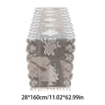 thumbnail image 3 of Knitted Lace Christmas Table Flag 11.02X62.99 Inches Table Runner With Hollow Out Pattern And Tassels Holiday Tablecloth Polyester, 3 of 6
