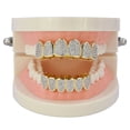 thumbnail image 3 of 18 Chapado en Oro 3A Parte Inferior de Circón Rejils CUSTOM Juego de de Boca Sunnimix Dientes de la boca Grills tapas, 3 of 8