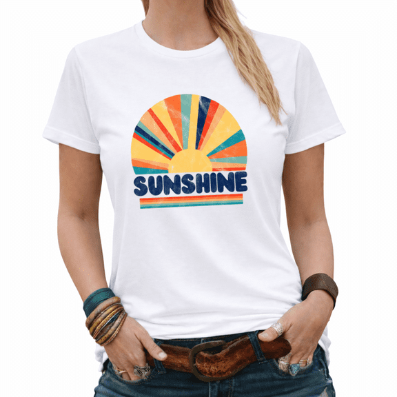Giffimy Retro Sunshine Womens Print Tshirt Graphic Tees White/Black S-5XL Tops