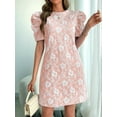 thumbnail image 2 of Women'S Floral Puff Short Sleeve Mini Dress High Waist Summer Boho Short Dresses Pink XXL, 2 of 5