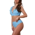 thumbnail image 4 of INSPIRAR CHIC Bikini de Mujer con Volantes, Escote en V, Tirantes Anchos, Estampado de Leopardo, 2 Piezas, Top Ajustable y Parte Inferior Triangular, Grande, Azul Cielo, 4 of 5