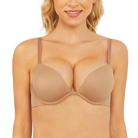 Wingslove Womens Push-up Bra Deep V Plunge Underwire T-Shirt Bra  Coffee 34C