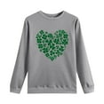 thumbnail image 6 of Guzom Womens Festive Shamrock Heart Sweatshirt - Gray Lucky St. Patrick's Day Crew Neck Long Sleeve Relaxed Fit Casual Top,Size 2XL, 6 of 7