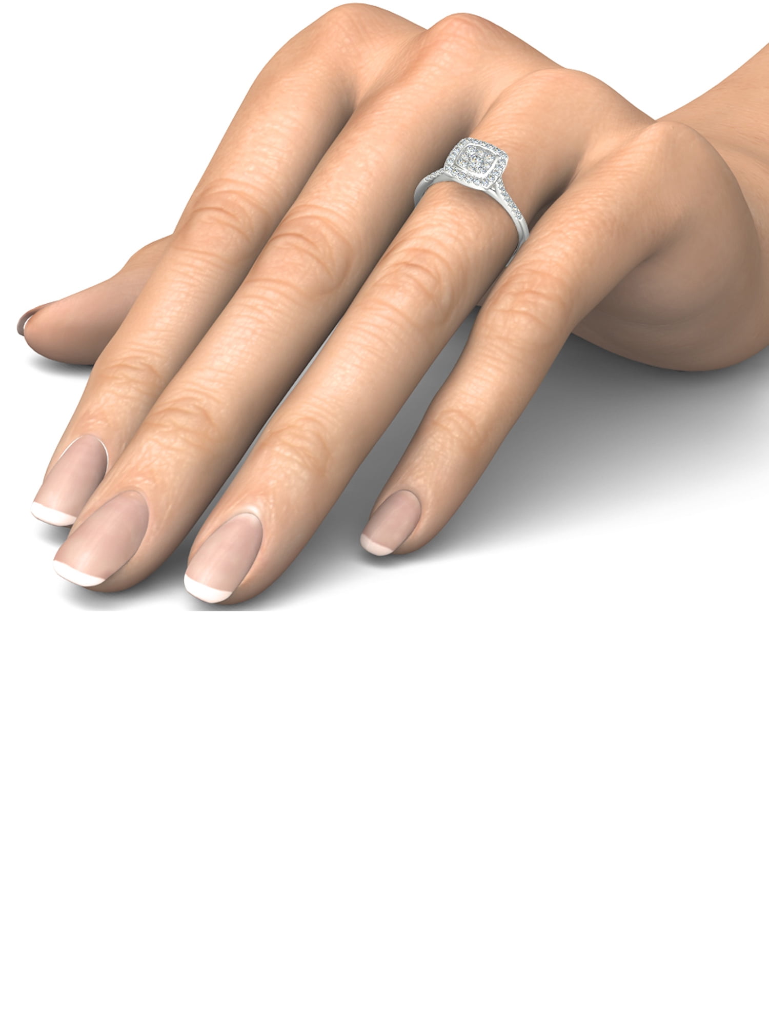 1/2 Carat T.W. Diamond 10kt White Gold Cushion-Shape Engagement Ring