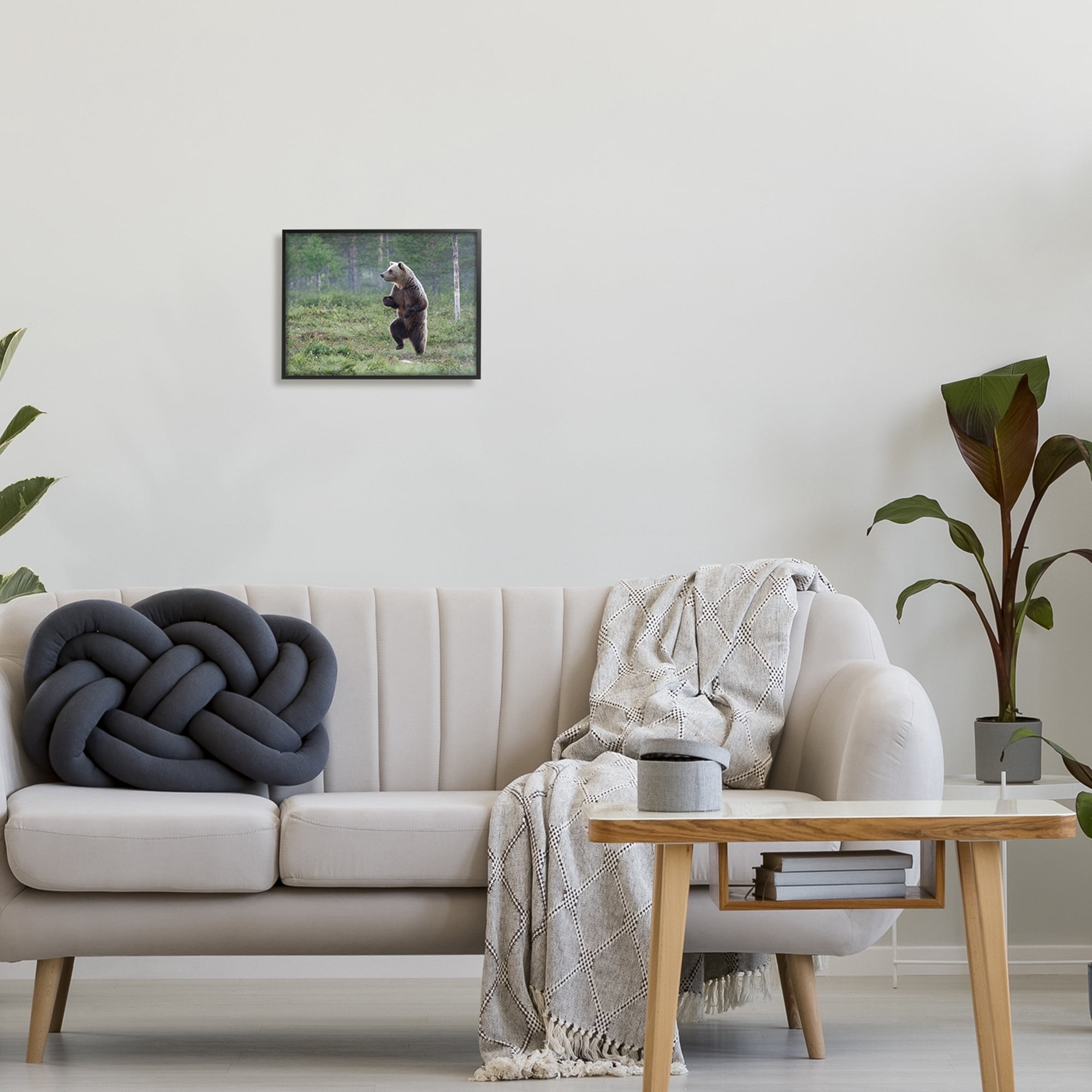 Stupell Industries Dancing Bear in Forest Animals & Insects Photography Black Framed Art Print Wall Art, 14 x 11