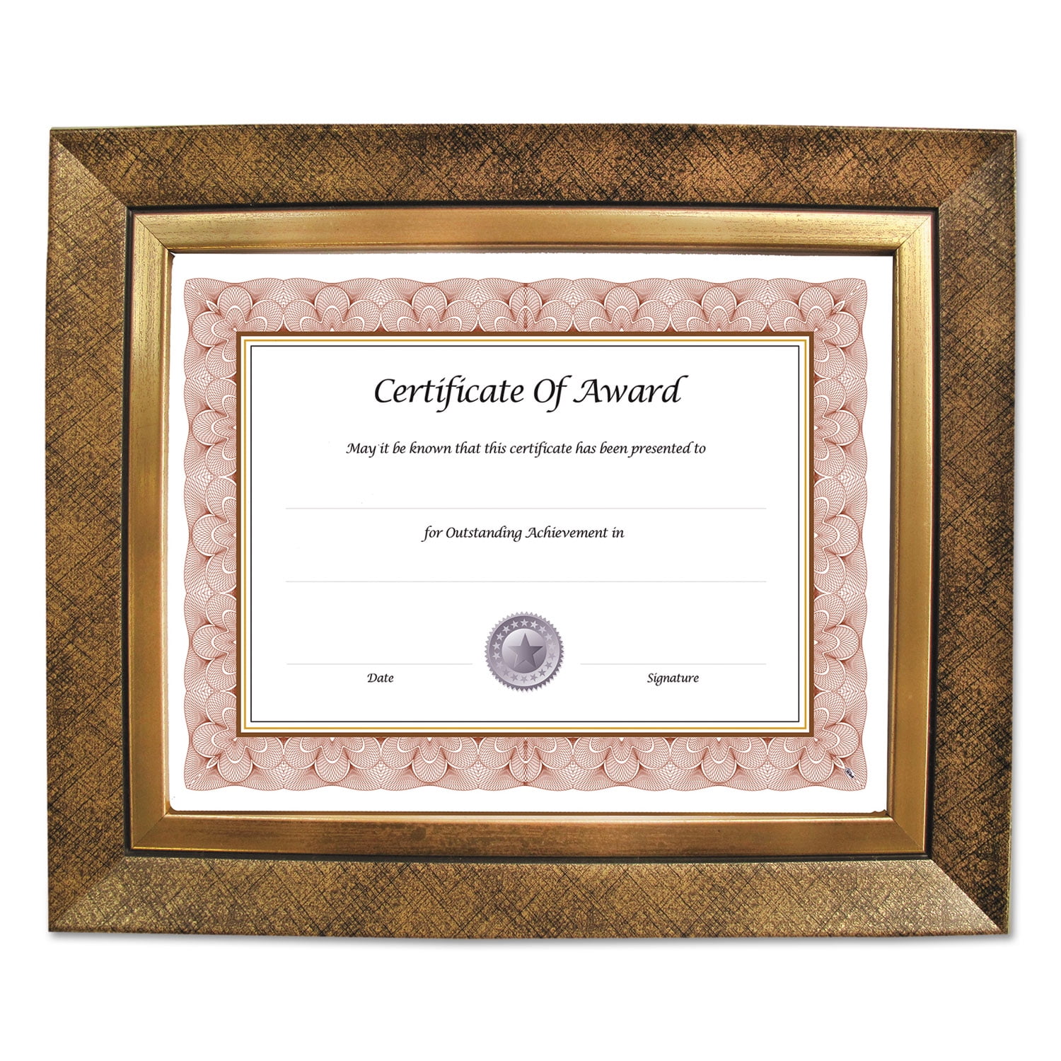 8" x 10" Executive Series Document/Photo Frame, Gold/Black Pattern w/ Inner Gold Border