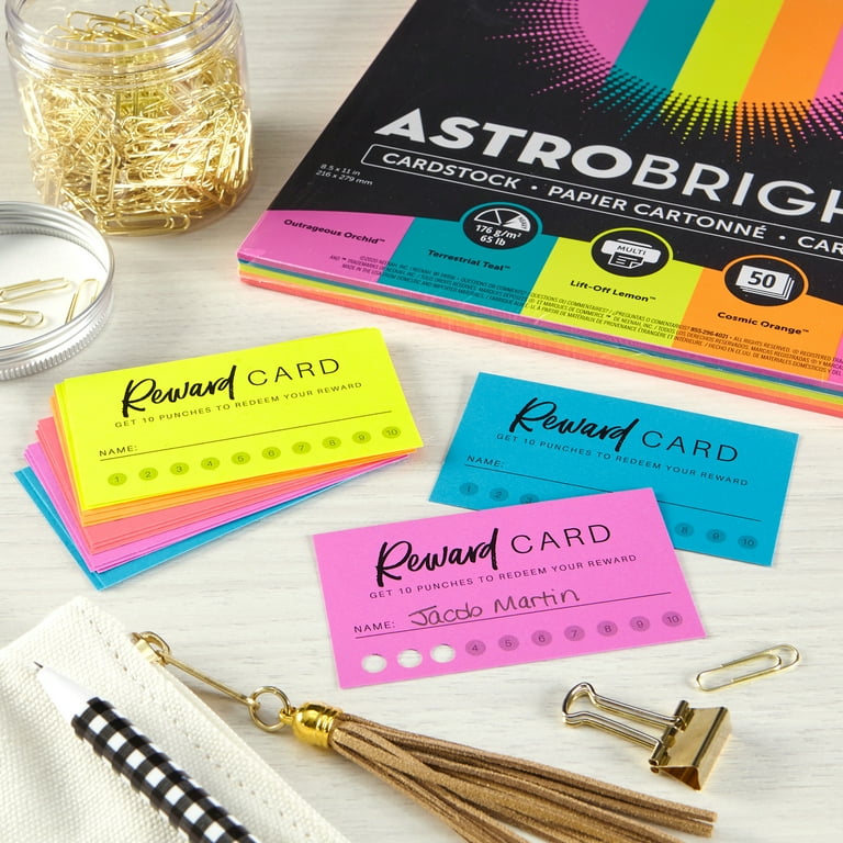 Astrobrights Colored Cardstock, 8.5” x 11”, 65 lb./176 gsm, Bright  Assortment, 250 Sheets 