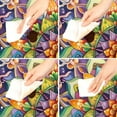 thumbnail image 3 of Colorful Boho Mandala Round Fitted Tablecloth with Elastic Table Cover Round Elastic Tablecloth, Waterproof Wipeable Fitted Table Cloth, Fits Tables up to 36"-42" Diameter, 3 of 6
