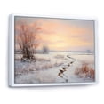 thumbnail image 2 of Designart "Dawn'S Reflection On Frozen Lake I" Snow Floater Framed Wall Art Prints, 2 of 5