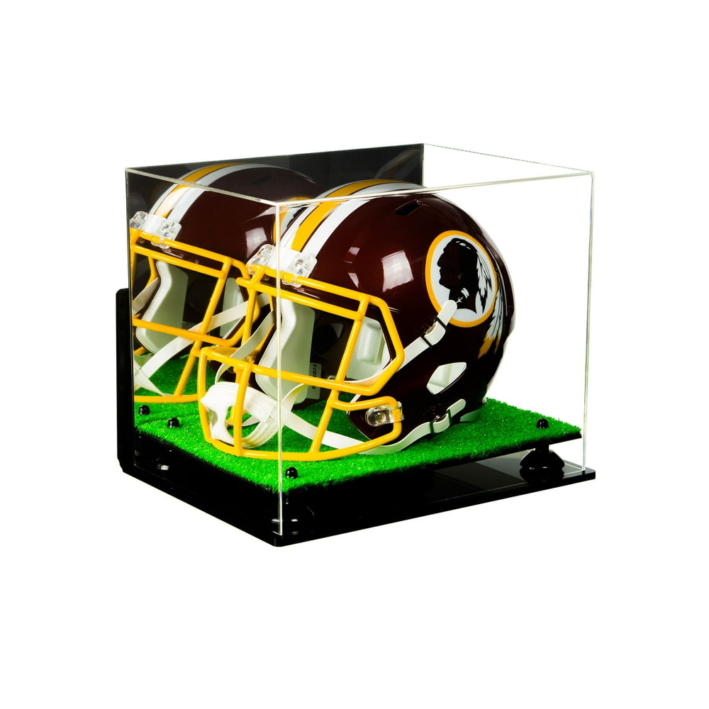 Deluxe Acrylic Football Helmet Display Case with Black Risers, Mirror