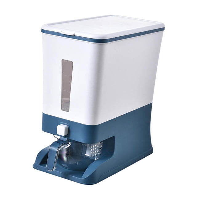 Caja de almacenamiento de arroz para cocina, tanque de almacenamiento de arroz, caja para cereales, barril para almacenar granos y contenedor de cocina para almacenar arroz y alimentos secos. Azul