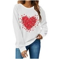 thumbnail image 1 of ameIAEA Valentines Day Chemise pour Femmes Manches Longues Sweat-Shirts Graphiques Cœur Col Rond Automne Printemps Hauts, 1 of 3
